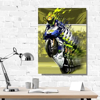 Póster de moto GP póster premium marco de madera A3+ (31 x 46 cm) póster VALENTINO ROSSI VR46 d