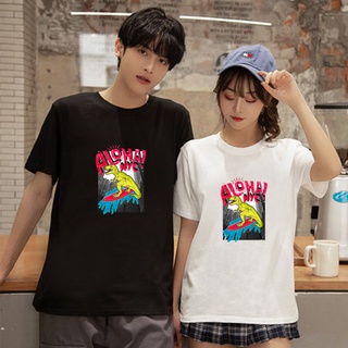 Pareja dinosaurio patrón de manga corta T-shirt mujeres hombres moda estilo pareja top 6003