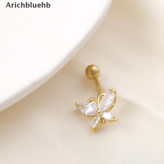 (arichbluehb) acero inoxidable mariposa cristal hélice ombligo anillos vientre piercing cuerpo joyería en venta