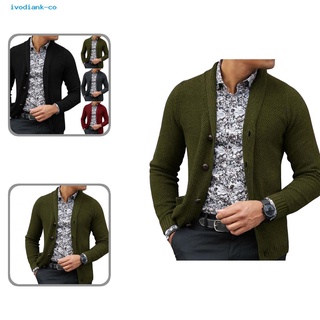 ivodiank Autumn Winter Sweater Pure Color Buttons Sweater Coat Lapel for Daily Wear