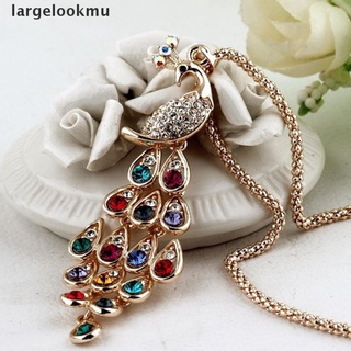 *largelookmu* nueva moda de moda pavo real largo colorido cristal collares y colgantes para las mujeres venta caliente