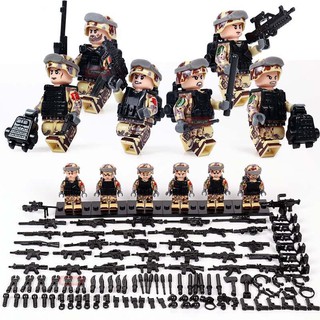 6pcs ejército soldado fuerza especial swat lego ejército mini figuras serie niños juguetes educativos jy107