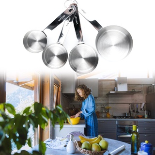 cuc 4 cucharas de medición práctica de cocina duradera con medición especificaciones kit de utensilios de hornear de acero inoxidable (6)