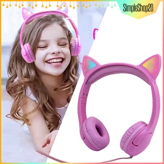Audífonos con cable De oreja De Gato con luz Led Para niños/regalos De viaje/tableta/escuela (4)