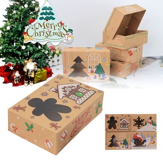 12 cajas de regalo de galletas de navidad, cajas de regalo, ventana transparente, caja de papel kraft