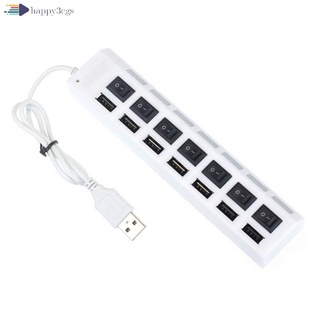 7 puertos USB2.0 adaptador Hub interruptor de encendido/apagado con indicador LED para PC portátil