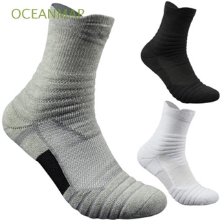 OCEANMAP calcetines de algodón deportivos para correr calcetines de baloncesto de los hombres de la toalla inferior al aire libre gruesa medias medias