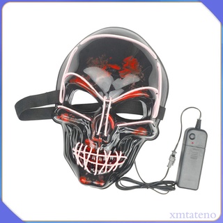 Funny Halloween LED Light Up Mask Scary Skeleton Cosplay Glowing Face Mask