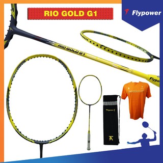 Flypower - raqueta de bádminton Rio Gold G1 (gratis = cubierta + camisa)