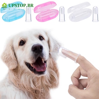 Upstop 2 piezas de silicona para perros, suministros para gatos, PP, caja de almacenamiento para mascotas, cerdas suaves, limpieza de dientes, cepillo de dientes, Multicolor