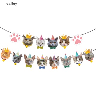 Valley Pet Cat flag Bunting Banner Plate Pet Birthday Hanging Decor Pet Party Decor CO