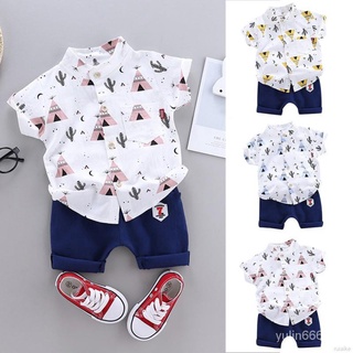 YL🔥Stock listo🔥ruiaike bebé verano trajes niños Casual manga corta estampado Floral camisas + pantalones cortos de mezclilla conjunto de disfraces