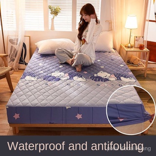 Protector de colchón impermeable sábanas acolchadas engrosadas sábana bajera ajustable individual/Queen/King Size ultrasónico sábanas acolchadas 9XHr
