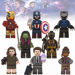Legoing Marvel Avengers 4 Minifigures Iron Man Carter Captain America Black Panther Diy Building Blocks Toys