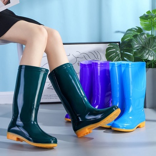 Botas de lluvia Botas de lluvia para mujer Botas de lluvia altas a media pantorrilla Botas de lluvia para adultos impermeables antideslizantes zapatos de goma largos trabajo trabajo (1)
