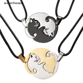 (waterheaed) 2 unids/set lindo parejas animal gato corazón colgantes cadena collar joyería regalo en venta
