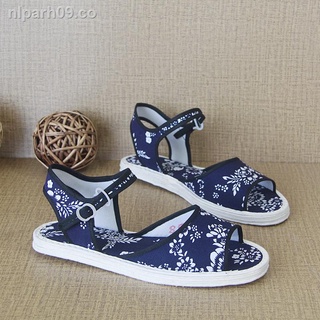 Nuevas sandalias de fondo de tela de Beijing viejas de verano para mujer, zapatos individuales de Melaleuca hechos a mano, sandalias y zapatillas para estudiantes femeninas