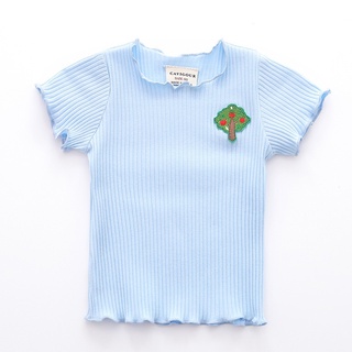 1-5 años de verano de los niños niña camiseta de algodón de manga corta Color caramelo ropa (6)