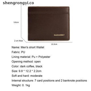 [shengrongyi] carteras de cuero para hombre, cortas, delgadas, vintage, para hombre, clip de dinero, tarjetas de crédito, dólares [co] (2)
