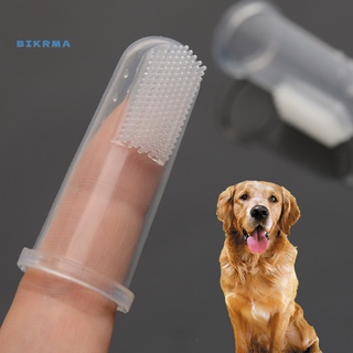 [bikr] 2 piezas cepillo de dientes de silicona para cuidado de los dientes de perro gato kit de cepillo de limpieza