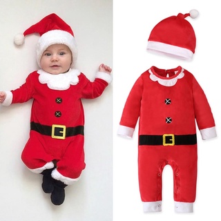 Niños y niñas primavera e invierno Santa Claus manga larga escalada ropa Ha ropa + sombrero de dos piezas ropa de niños