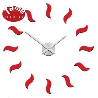 ern diseño sin marco diy reloj de pared grande rojo 3d reloj de cuarzo espejo números relojes para el hogar decoración de oficina b