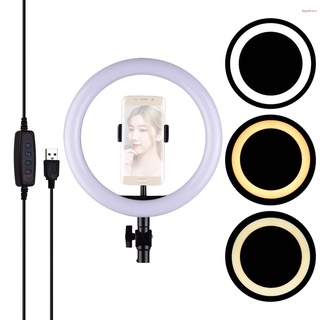 Fayshow 26cm/10inch LED anillo de luz fotografía lámpara de relleno 3 modos de iluminación ajustable brillo USB alimentado con soporte Flexible para teléfono YouTube grabación de vídeo en vivo red de difusión Selfie maquillaje