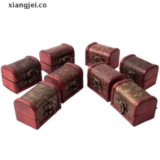 [xiangjei] caja de almacenamiento de madera caliente vintage cofre del tesoro de madera joyería caja organizadora anillo co