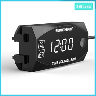 paquete de 1 voltímetro digital led 6v-30v medidor de voltaje reloj de tiempo para vehículo