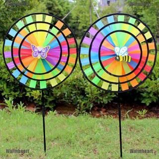 Juguete de 36 cm colorido arco iris Triple rueda Spinner viento molino de viento jardín patio decoración juguetes