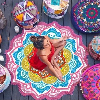 Linda alfombra De loto con estampado De borlas De indias Para colgar en la pared/alfombra De Yoga/bikini/decoración del hogar (4)