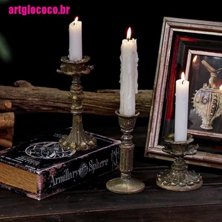 [Cobr]1 pza candelabro de resina antiguo accesorio Retro portavelas Frenc
