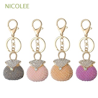 NICOLEE Woman Alloy Keychain Gifts Pearl Rhinestone Chain Ornaments Car Pendant Fashion Girls Metal/Multicolor