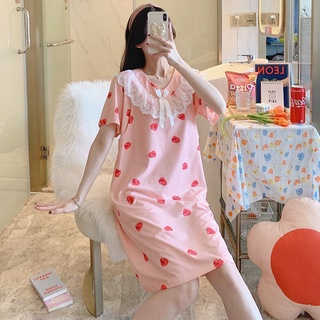 Vestido de maternidad de verano de manga corta pijama postparto fino lactancia verano transpirable camisón de maternidad (9)