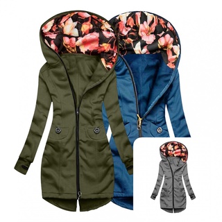 ongong Zipper Fly Winter Jacket Skin-friendly Lady Jacket Long Sleeve for Daily Wear