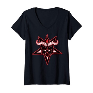 Camiseta De cuello V Demon Baphomet/muerte/gato/ geometría/Goth