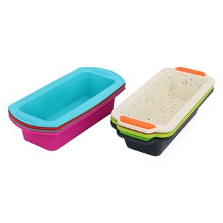 GLOWITHH Rectangular Toast Mold Non-stick Cake Tray Baking Bread Pan Bakeware Silicone Baking Pans Baking Tools Cake Mould/Multicolor (8)