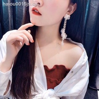 [en stock] pendientes super hadas flor grandes pendientes perla borla largos pendientes femenino temperamento coreano personalidad red rojo moda pendientes