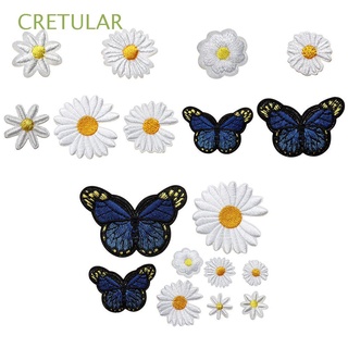 CRETULAR Accessories Butterfly Mix Embroidery Patch Iron On Patches Clothes Sticker Embroidered Fabric Sewing Clothing Small Daisy