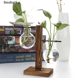 [linshgjku] jarrones de plantas hidropónicas vintage maceta de madera marco de vidrio decoración del hogar bonsai [caliente]