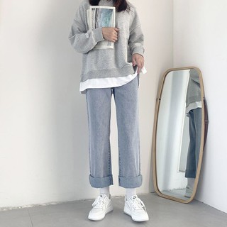 jeans de las mujeres de cintura alta era delgada y salvaje suelta tendencia nueva pierna ancha ins harajuku estilo recto pantalones viejos (1)