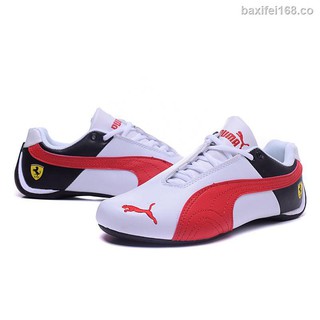 Listo Stock Puma Ferrari cuero hombres zapatos deportivos blanco-rojo-negro (2)