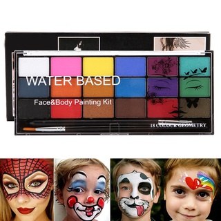 18 colores cara cuerpo pintura teatro paleta de halloween pintura facial arte corporal
