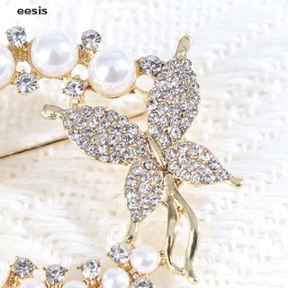 [ESIC] Pearl and Rhinestone Circle Brooches for Women Baroque Butterfly Brooch Pins FGH