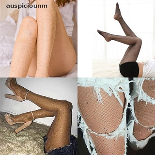 (auspiciounm) calcetines/medias de malla/medias de malla con pedrería de cristal para mujer/medias medias a la venta