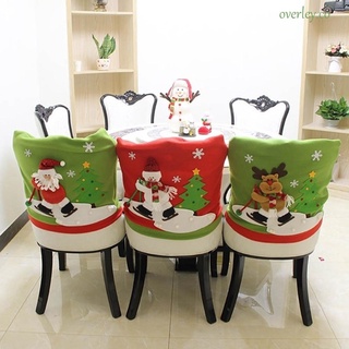 OVERLEY Home Chair Back Covers Xmas New Year Decor Chair Cover Party Elk Santa Claus Snowman Dinner Table Christmas Decoration