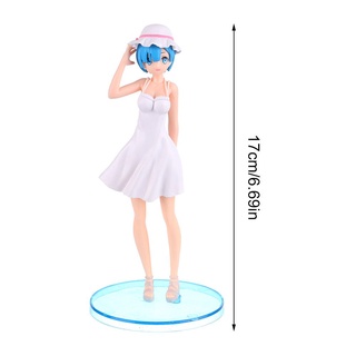 MILLENOUS Lovely Rem Figura Colección Juguetes En Halter Vestido Ram Modelo Hermoso De PVC Enfermera Figuras De Juguete Conjunto Para Anime Re Zero (4)