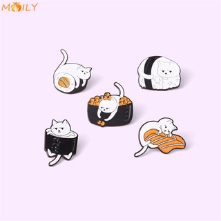 moily lindo broche de dibujos animados ropa diy decoración esmalte pin accesorios de moda gato bolsa sushi solapa pin insignia