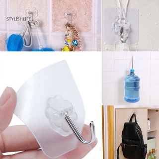 St 6 pzs ganchos adhesivos transparentes de PVC autoadhesivos para el hogar