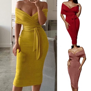 yuerwuy Off Shoulder Backless Outfit Suit Two Piece Set Midi Skirt Wrap Bandage Top Set Streetwear
